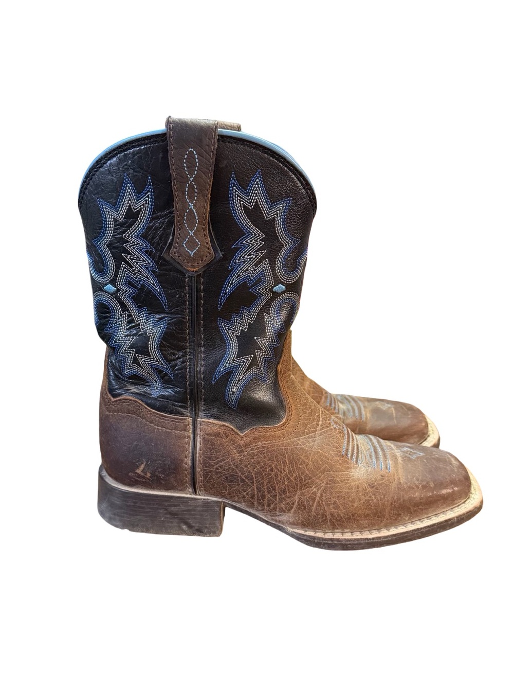 Ariat Tombstone Western Cowboy Boots Kids Size 2 (Brown/Black/Blue)